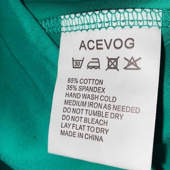 NWT ACEVOG Midi dress women’s XXL Kelly green Baby doll Sweetheart neckline - Picture 9 of 9